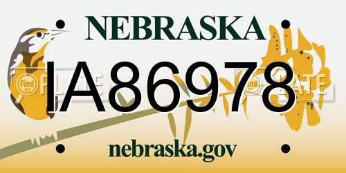 IA86978 Nebraska License Plate