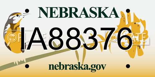 IA88376 Nebraska License Plate
