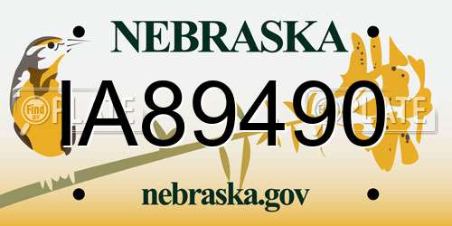 IA89490 Nebraska License Plate