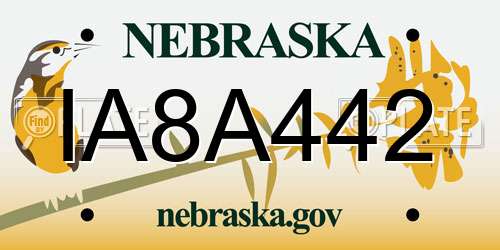 IA8A442 Nebraska License Plate