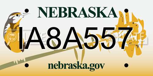 IA8A557 Nebraska License Plate