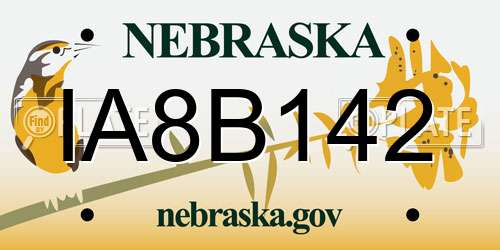 IA8B142 Nebraska License Plate