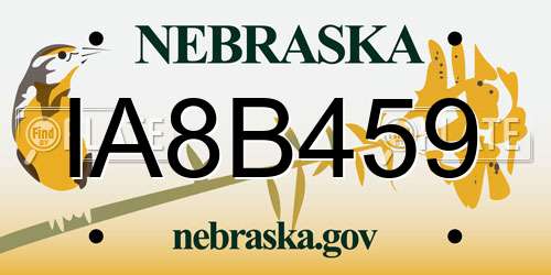 IA8B459 Nebraska License Plate