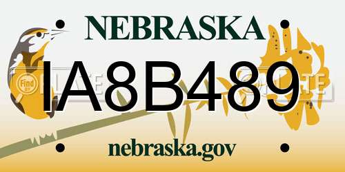 IA8B489 Nebraska License Plate