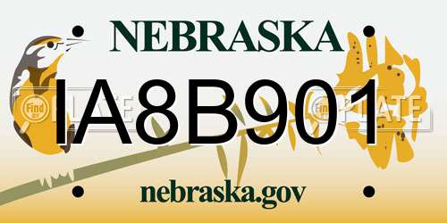 IA8B901 Nebraska License Plate
