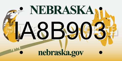 IA8B903 Nebraska License Plate