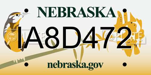 IA8D472 Nebraska License Plate