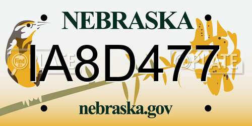 IA8D477 Nebraska License Plate