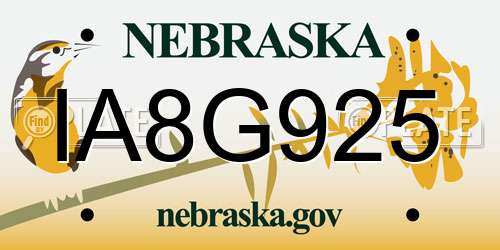 IA8G925 Nebraska License Plate