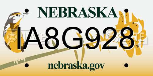 IA8G928 Nebraska License Plate