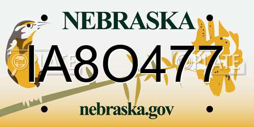 IA8O477 Nebraska License Plate