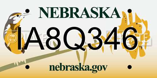 IA8Q346 Nebraska License Plate