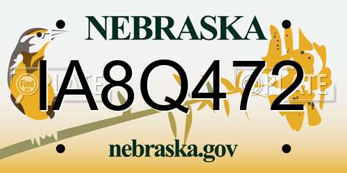 IA8Q472 Nebraska License Plate