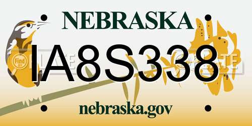 IA8S338 Nebraska License Plate
