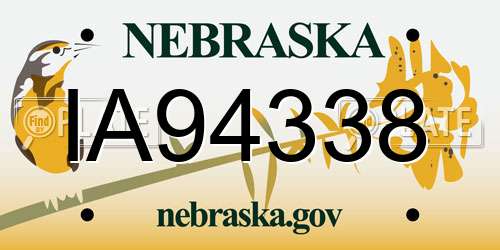 IA94338 Nebraska License Plate