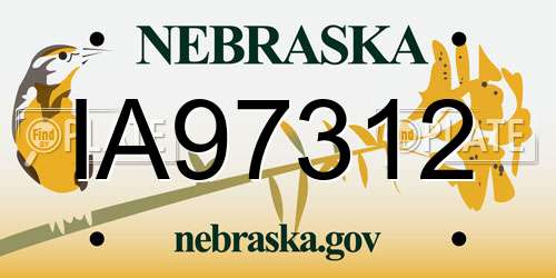 IA97312 Nebraska License Plate