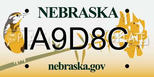 IA9D8C Nebraska License Plate