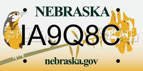 IA9Q8C Nebraska License Plate