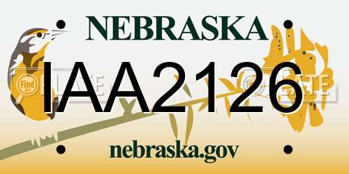 IAA2126 Nebraska License Plate