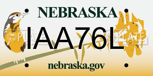 IAA76L Nebraska License Plate