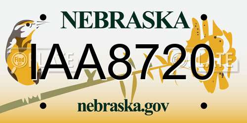 IAA8720 Nebraska License Plate