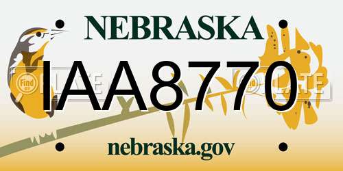 IAA8770 Nebraska License Plate