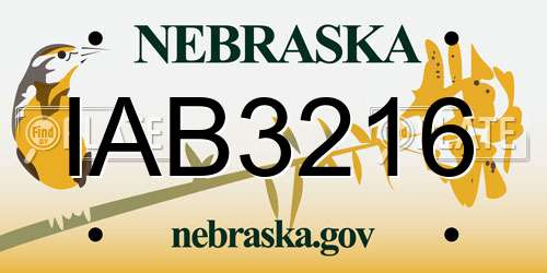 IAB3216 Nebraska License Plate