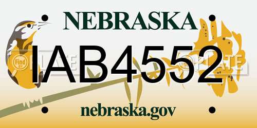 IAB4552 Nebraska License Plate