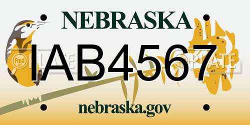 IAB4567 Nebraska License Plate