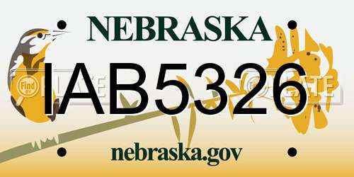 IAB5326 Nebraska License Plate