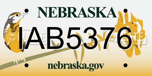 IAB5376 Nebraska License Plate