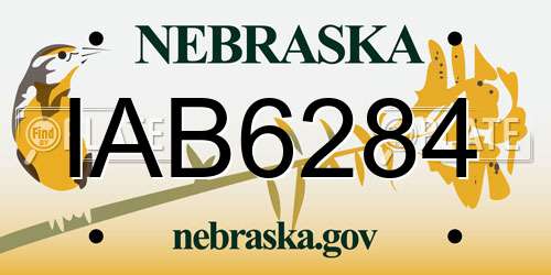 IAB6284 Nebraska License Plate