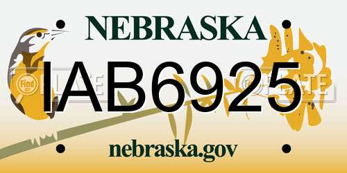 IAB6925 Nebraska License Plate