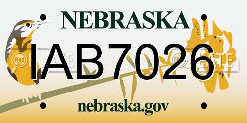 IAB7026 Nebraska License Plate