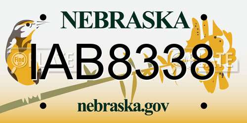 IAB8338 Nebraska License Plate
