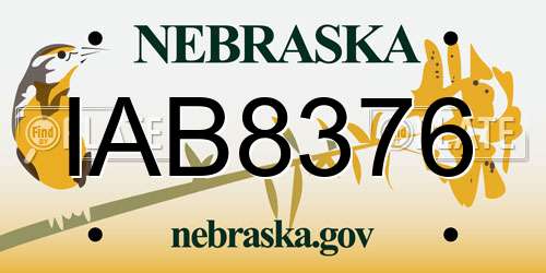 IAB8376 Nebraska License Plate