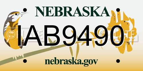 IAB9490 Nebraska License Plate