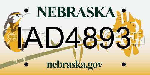 IAD4893 Nebraska License Plate