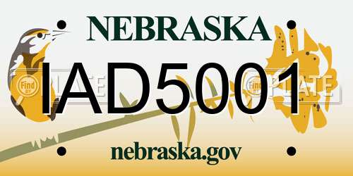 IAD5001 Nebraska License Plate