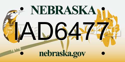 IAD6477 Nebraska License Plate