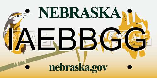 IAEBBGG Nebraska License Plate