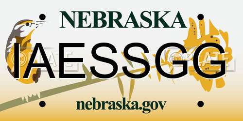 IAESSGG Nebraska License Plate