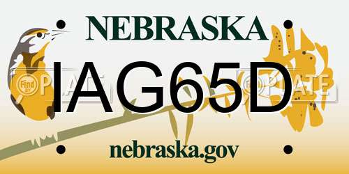 IAG65D Nebraska License Plate
