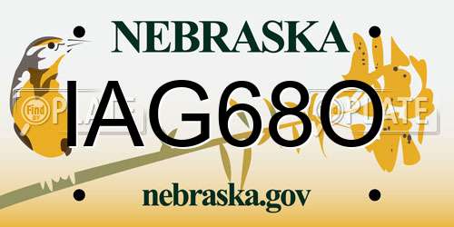 IAG68O Nebraska License Plate