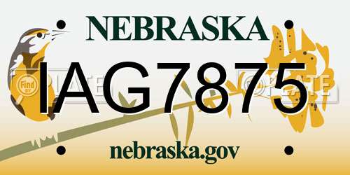 IAG7875 Nebraska License Plate
