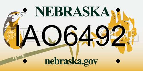 IAO6492 Nebraska License Plate