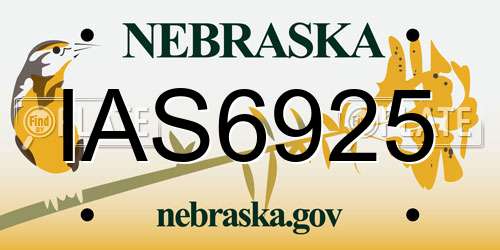 IAS6925 Nebraska License Plate