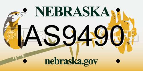 IAS9490 Nebraska License Plate