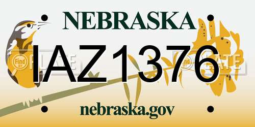 IAZ1376 Nebraska License Plate