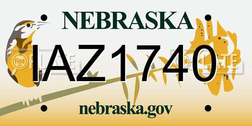IAZ1740 Nebraska License Plate